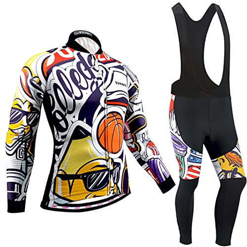 Maillot Ciclismo Hombre Invierno, Ropa Ciclismo Manga Larga Calor con Polar Térmico y Pantalones Ciclismo de Alta Elasticidad para Bicicleta Carretera y Bicicleta Montaña, Deporte, 5XL