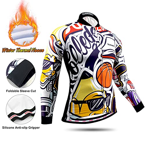 Maillot Ciclismo Hombre Invierno, Ropa Ciclismo Manga Larga Calor con Polar Térmico y Pantalones Ciclismo de Alta Elasticidad para Bicicleta Carretera y Bicicleta Montaña, Deporte, S