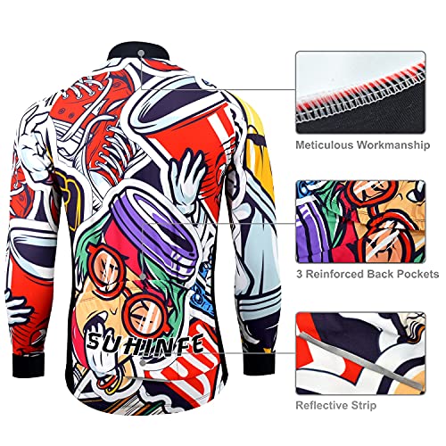 Maillot Ciclismo Hombre Invierno, Ropa Ciclismo Manga Larga Calor con Polar Térmico y Pantalones Ciclismo de Alta Elasticidad para Bicicleta Carretera y Bicicleta Montaña, Deporte, S