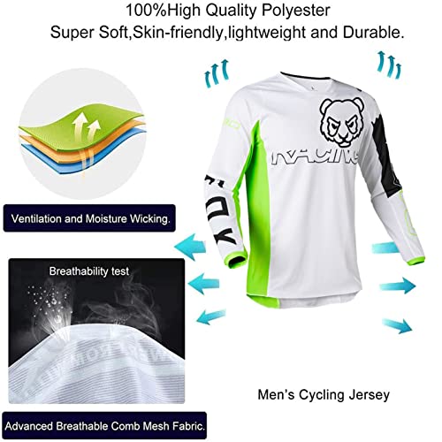 Maillot Ciclismo Hombre Ropa Camiseta Bicicleta MTB con Mangas (White,XS)
