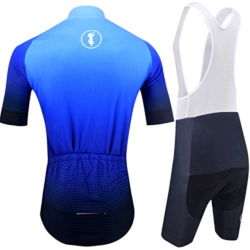 Maillot Ciclismo Hombre, Ropa Ciclismo y Culotte Ciclismo con Culotte Pantalones Acolchado 3D Deportes al Aire Libre Ciclo Bicicleta 198 (Blue Color, 4XL)