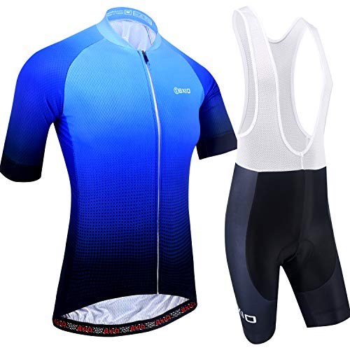 Maillot Ciclismo Hombre, Ropa Ciclismo y Culotte Ciclismo con Culotte Pantalones Acolchado 3D Deportes al Aire Libre Ciclo Bicicleta 198 (Blue Color, 4XL)