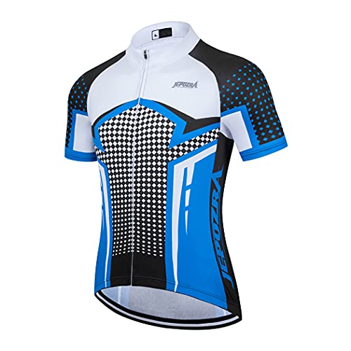 Maillot Ciclismo Hombre Verano Maillot MTB de Manga Corta Camiseta Bicicleta Transpirables (Blanco, x-Large)