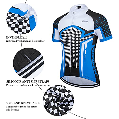 Maillot Ciclismo Hombre Verano Maillot MTB de Manga Corta Camiseta Bicicleta Transpirables (Blanco, x-Large)