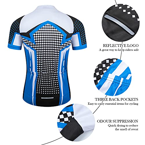 Maillot Ciclismo Hombre Verano Maillot MTB de Manga Corta Camiseta Bicicleta Transpirables (Blanco, x-Large)