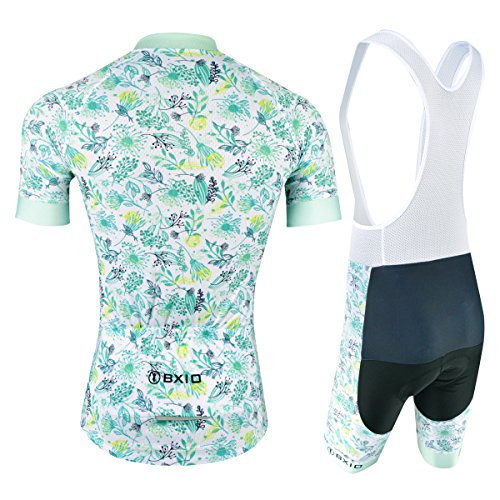 Maillot Ciclismo Mujer, Ciclismo Conjunto de Ropa con Culotte Pantalones Acolchado 3D para Deportes al Aire Libre Ciclo Bicicleta, Azul y Blanco, XL