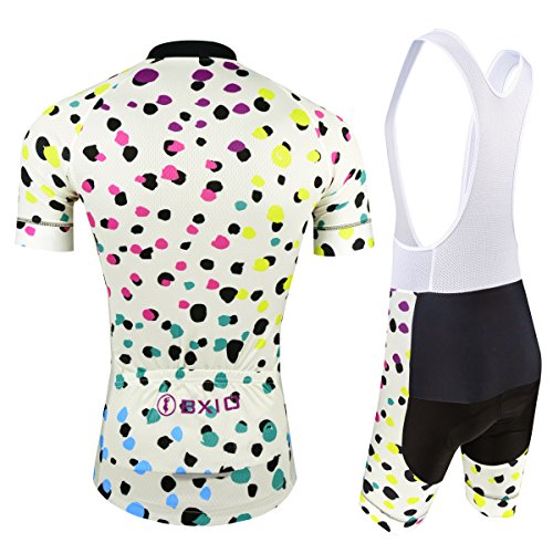 Maillot Ciclismo Mujer, Ciclismo Conjunto de Ropa con Culotte Pantalones Acolchado 3D para Deportes al Aire Libre Ciclo Bicicleta, Florales, L