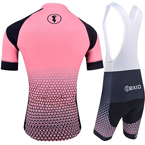 Maillot Ciclismo Mujer, Ciclismo Conjunto de Ropa con Culotte Pantalones Acolchado 3D para Deportes al Aire Libre Ciclo Bicicleta (Patrón de Punto, M)