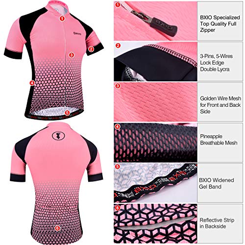 Maillot Ciclismo Mujer, Ciclismo Conjunto de Ropa con Culotte Pantalones Acolchado 3D para Deportes al Aire Libre Ciclo Bicicleta (Patrón de Punto, M)