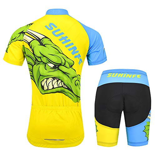 Maillot Ciclismo Niño, Dibujos Animados Secado rápido Conjunto Ciclismo con culotes para MB, Traje Ciclismo Mujer Verano (XS, Cocodrilo)