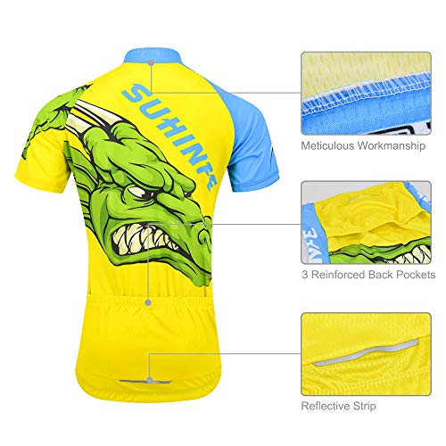 Maillot Ciclismo Niño, Dibujos Animados Secado rápido Conjunto Ciclismo con culotes para MB, Traje Ciclismo Mujer Verano (XS, Cocodrilo)