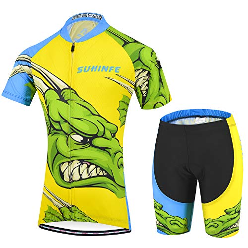 Maillot Ciclismo Niño, Dibujos Animados Secado rápido Conjunto Ciclismo con culotes para MB, Traje Ciclismo Mujer Verano (XS, Cocodrilo)