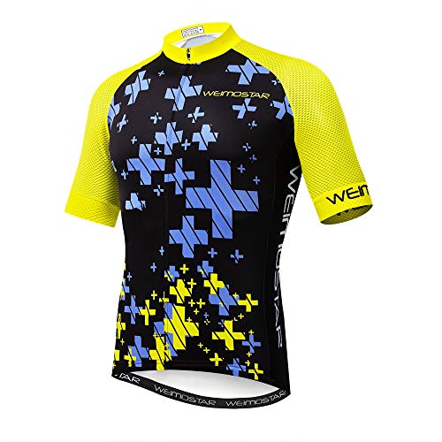 Maillot de ciclismo con manga corta para hombre (2021). Ropa de ciclismo para exteriores, bici de montaña - amarillo - X-Large