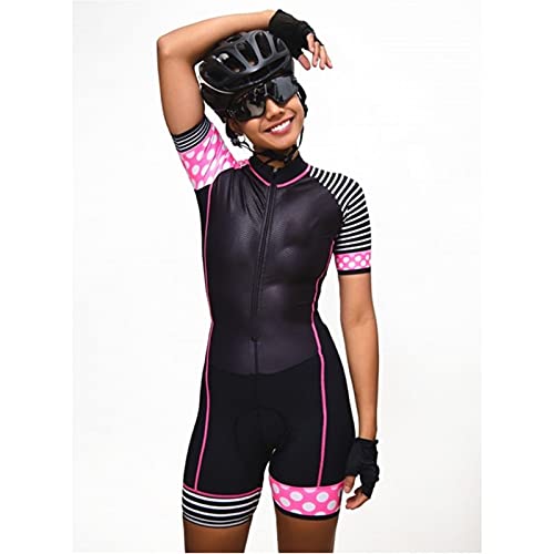 Maillot De Ciclismo Para Mujer Traje De Media Manga Para Mujer Ropa Equipo De Bicicleta Ropa De Ciclismo Para Mujer Triatlón Mono De Ciclismo De Una Pieza Mamelucos Mono Para Mujer Con Pantalones Cort