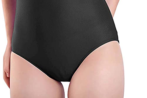 Maillot de Danza Ballet Gimnasia sin Mangas con Correa Ancha, Leotardo Clásico Mujer de Cuello Redondo (Negro, M)