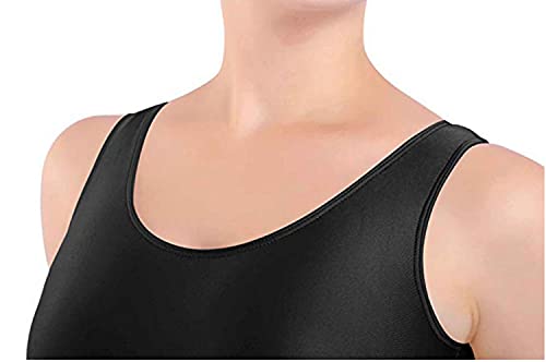 Maillot de Danza Ballet Gimnasia sin Mangas con Correa Ancha, Leotardo Clásico Mujer de Cuello Redondo (Negro, M)