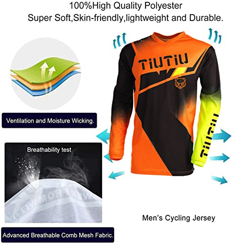 Maillot Hombre Verano MTB Manga Larga Bicicleta Downhill Deportes Al Aire Libre Camiseta Ciclismo Motocross Ropa Tops (Color-02,XS)