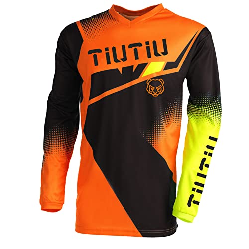 Maillot Hombre Verano MTB Manga Larga Bicicleta Downhill Deportes Al Aire Libre Camiseta Ciclismo Motocross Ropa Tops (Color-02,XS)