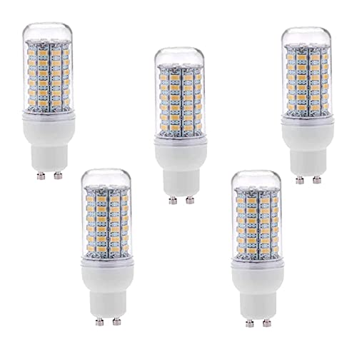 Maíz Bombilla LED GU10, 8W Equivalente a Bombilla Halógena de 80W, 800LM, Haz de Ángulo 360°, Alto Brillo CRI 82, AC 220V-240V, No Regulable, Paquete de 5,Warm White