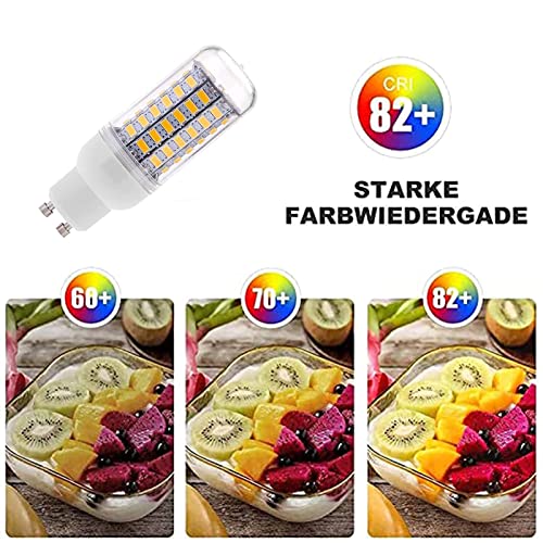 Maíz Bombilla LED GU10, 8W Equivalente a Bombilla Halógena de 80W, 800LM, Haz de Ángulo 360°, Alto Brillo CRI 82, AC 220V-240V, No Regulable, Paquete de 5,Warm White