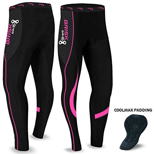 Mallas de ciclismo acolchadas de invierno, pantalones térmicos para andar en bicicleta, para mujer (Black/Pink, S)