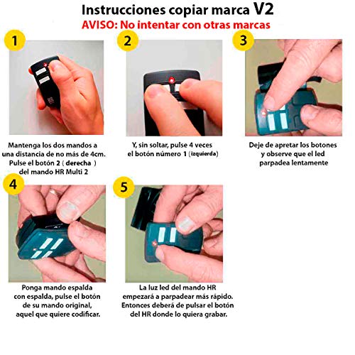 Mando Garaje Universal Multifrecuencia HR Matic Multi 2 Compatible Frecuencias 433 hasta 868MHz Código Fijo Y Variable Unifica 4 Mandos Distintos En 1