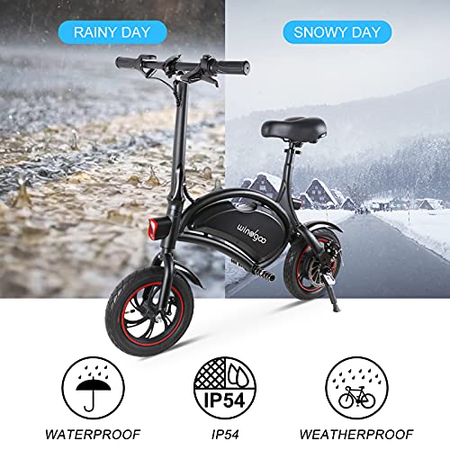 Mangoo Bicicleta Eléctrica, Motor de 250W Bicicleta Eléctrica Plegable, Bicicleta Eléctrica de 12"para Adultos, 25 km/h, 36V 6.0 AH Batería Li-Ion. (Black)