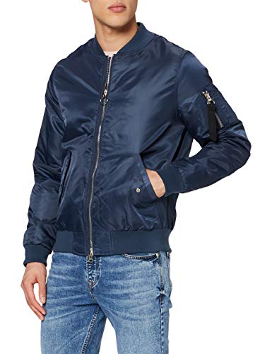 Marca Amazon - find. Cazadora Estilo Bomber para Hombre, Azul (Navy), S, Label: S