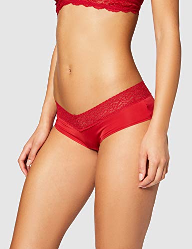 Marca Amazon - IRIS & LILLY Braguita Escotada por la Cadera Mujer, Pack de 3, Rojo (Scooter), XXL, Label: XXL