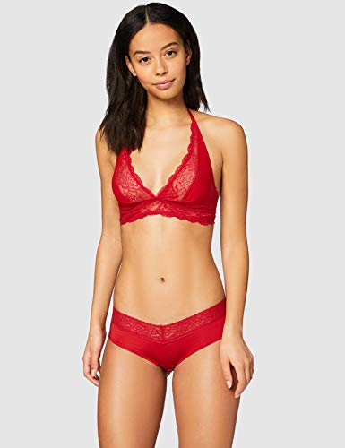 Marca Amazon - IRIS & LILLY Braguita Escotada por la Cadera Mujer, Pack de 3, Rojo (Scooter), XXL, Label: XXL