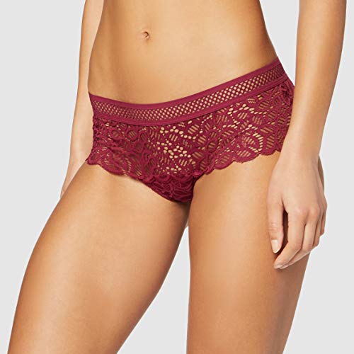 Marca Amazon - IRIS & LILLY Culotte de Crochet y Encaje Mujer, Pack de 2, Rojo (Rhododendron), M, Label: M