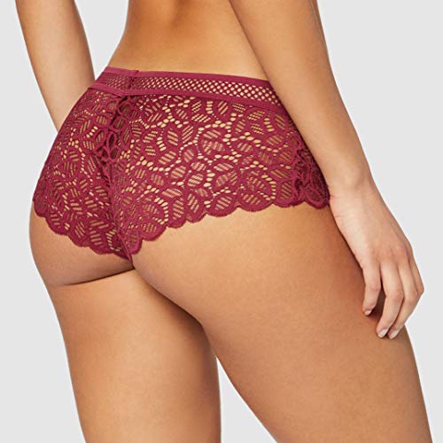 Marca Amazon - IRIS & LILLY Culotte de Crochet y Encaje Mujer, Pack de 2, Rojo (Rhododendron), M, Label: M