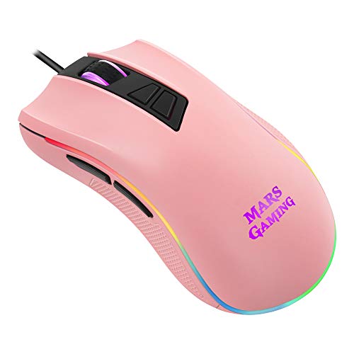 Mars Gaming MM218, Ratón Gaming RGB 10000DPI, Sensor Óptico, LED Óptico, Rosa