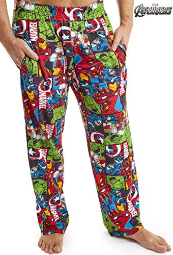 Marvel Pijama Hombre, Pantalones Largos de Pijama para Hombres Avengers, con Iron Man Capitan America Hulk y Thor, Ropa de Dormir 100% Algodon, Regalos Originales para Hombres (L)