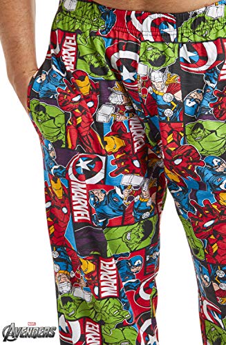Marvel Pijama Hombre, Pantalones Largos de Pijama para Hombres Avengers, con Iron Man Capitan America Hulk y Thor, Ropa de Dormir 100% Algodon, Regalos Originales para Hombres (L)