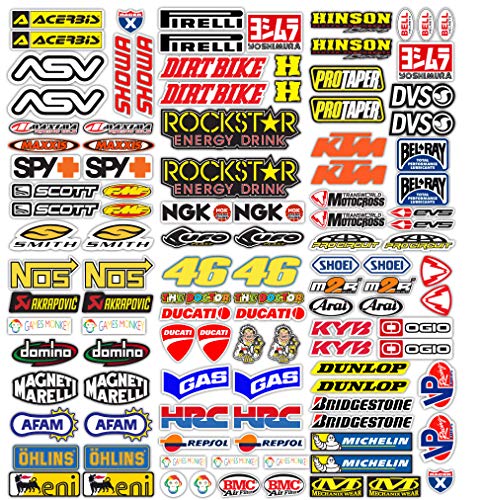 MAS DI VITALE MARIA ditta individuale Pegatinas Moto Patrocinadores 113 Pcs Sticker Gráficos motocrós MTB Ordenador Vespa Kit Modelo Vinyl Brillo Paquete de Marcas Famosas (36x33 cm)