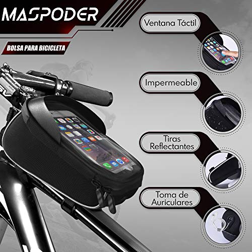 MASPODER Bolsa Bicicleta Manillar, Kit Herramientas Bicicleta 15 en 1 Multiherramienta Bici con Herramientas Bicicleta Cadena para MTB Bicicleta Carretera, Bicicleta Montaña