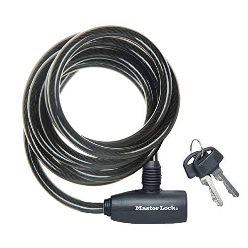 MASTER LOCK Candado Bicicleta [1,8 m Cable] [Llave] [Exterior] 8126EURDPRO - Ideal para Bicicleta, Monopatín, Paseante, Cortacésped y Otro Equipo