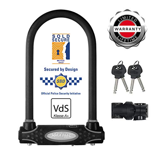 MASTER LOCK Candado Bicicleta U [Llave] [Soporte de Transporte] [Antirrobo Certificado] 8195EURDPRO - Ideal para Bicicleta, Bicicleta Electrica, Bicicleta Montaña