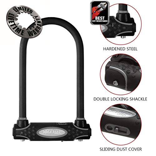 MASTER LOCK Candado Bicicleta U [Llave] [Soporte de Transporte] [Antirrobo Certificado] 8195EURDPRO - Ideal para Bicicleta, Bicicleta Electrica, Bicicleta Montaña