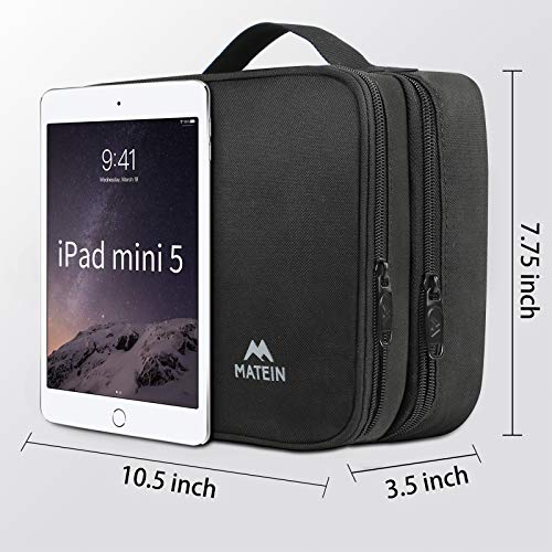 MATEIN Bolsa Cables, Organizador Estuche de Electrónicos Accesorios Viaje Cable Organizer Bag para Cargadores, Cable USB, Ratón, Powerbank, Tarjetas de Memoria, 2 Capas, Negro