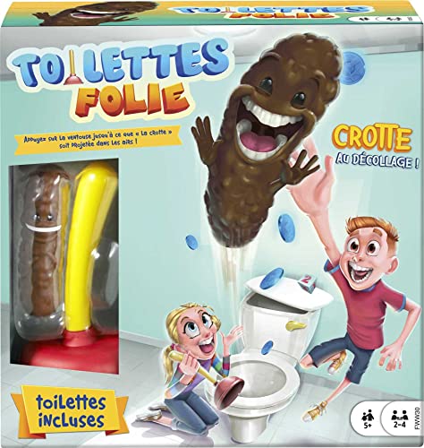 Mattel Games - Baño Boom, Atrapa la Caca, Juego de mesa infantil (FWW30), versiones surtidas