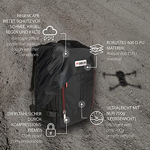 MC-CASES® Backpack para dji Mavic 2 Pro o Zoom/Enterprise - Extremadamente Confortable - Mucho Espacio