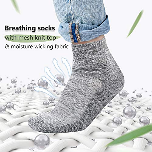 +MD Calcetines atléticos de viscosa para hombre Calcetines de un cuarto para correr con amortiguación adicional con punta sin costuras