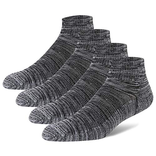 +MD Calcetines atléticos de viscosa para hombre Calcetines de un cuarto para correr con amortiguación adicional con punta sin costuras