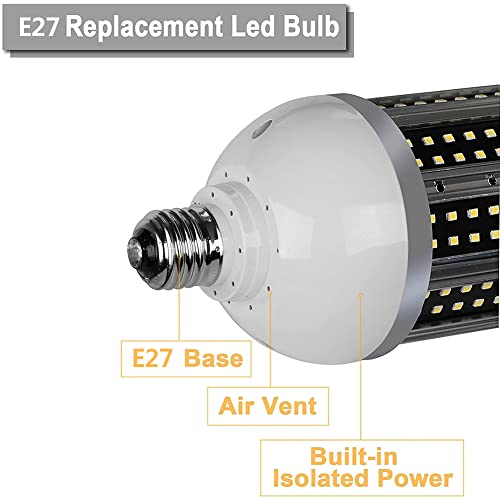 Mdrcg Bombilla maíz LED Equivalente 1000W, 10000 lúmenes 5000K 100W luz Diurna Gran área Blanca E27 Mediana Aire Libre Garaje Interior almacén fábrica Taller Calle Patio Trasero,6000k,100W