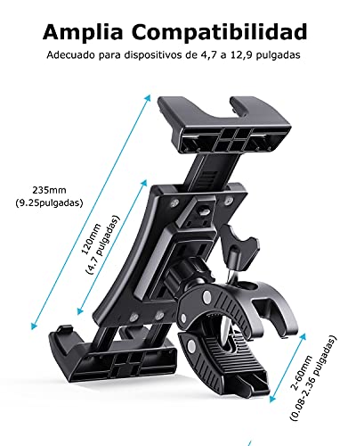 MECO ELEVERDE Soporte Tablet Bicicleta Estatica, 360° Rotación Soporte Bicicleta para Móvil, Compatible con Soporte de iPad/Micrófono/Bici Estática/Ciclismo Indoor, 4.7'-12.9' de Tabletas o Móvil