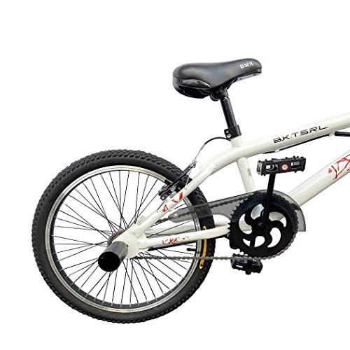 Mediawave Store - Bicicleta BMX FreeStyle con cuadro de acero Jumper SPOKES WHEEL Bicicleta Medida 20 pulgadas con dirección de 360°, BMX Freestyle (blanco)