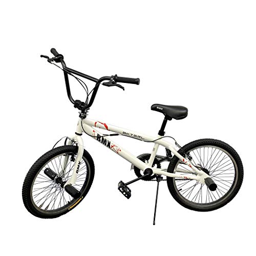 Mediawave Store - Bicicleta BMX FreeStyle con cuadro de acero Jumper SPOKES WHEEL Bicicleta Medida 20 pulgadas con dirección de 360°, BMX Freestyle (blanco)