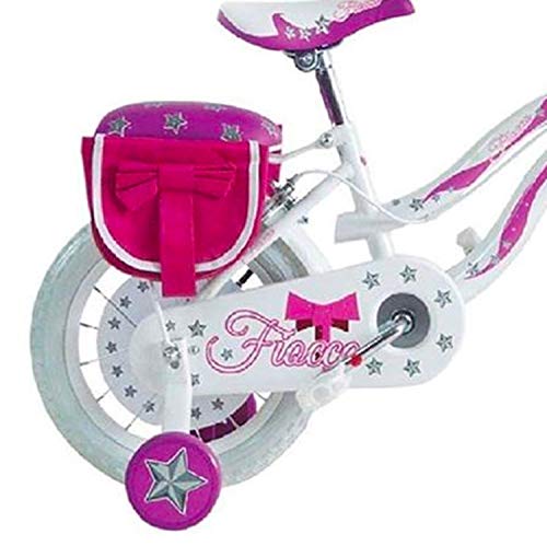 Mediawave Store - Bicicleta Fiocco BKT talla 16 bicicleta para niña edad 5 – 8 años con ruedas, bicicleta con ruedas para niños, con portabambole rosa/blanco